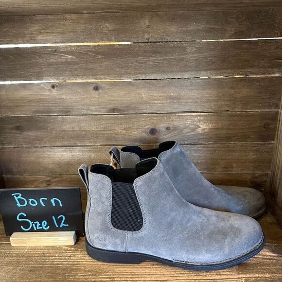 New NWOB Mens Born Shane Gray Suede Comfort Chelsea‎ Ankle Boots Size 12 M